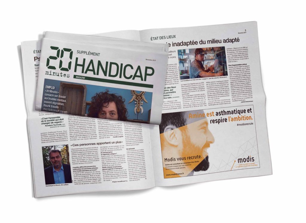 Publicité "Modis" dans le journal "20 Minutes"
